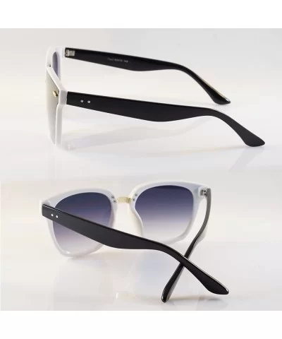 Unisex Horn Rimmed Gradient Mirrored Couple Sunglasses A196 - White Black/ Black Gr - CN18EITG4XZ $16.24 Oversized