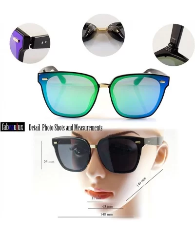 Unisex Horn Rimmed Gradient Mirrored Couple Sunglasses A196 - White Black/ Black Gr - CN18EITG4XZ $16.24 Oversized