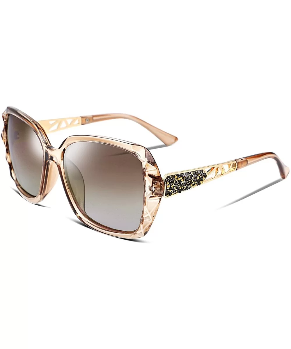 Classic Polarized Women Sunglasses Sparkling Composite Frame B2289 - 3 Champagne - CX180HTUX2E $19.40 Butterfly