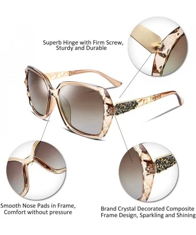 Classic Polarized Women Sunglasses Sparkling Composite Frame B2289 - 3 Champagne - CX180HTUX2E $19.40 Butterfly