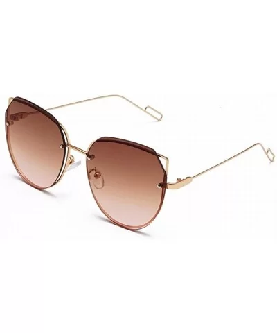 Personality Fashion Brown Rimless Sunglasses Star With The Same Sunglasses Female Marine Glasses - CQ18U0R4L92 $37.66 Sport