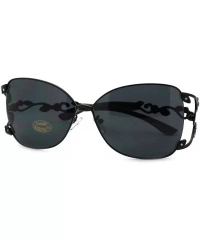 Womens Designer Fashion Sunglasses Rhinestone Decor Metal Frame - Black - C311MWDKH2V $12.80 Butterfly