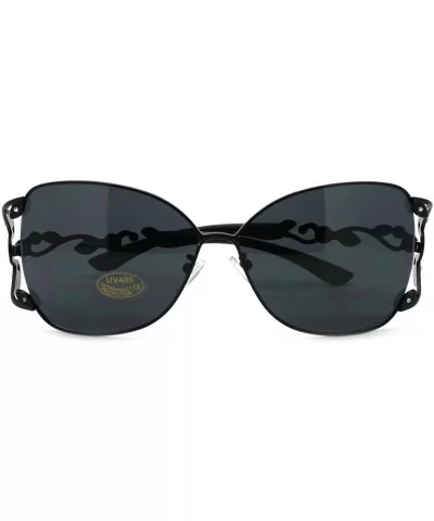 Womens Designer Fashion Sunglasses Rhinestone Decor Metal Frame - Black - C311MWDKH2V $12.80 Butterfly