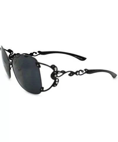 Womens Designer Fashion Sunglasses Rhinestone Decor Metal Frame - Black - C311MWDKH2V $12.80 Butterfly