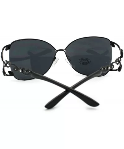 Womens Designer Fashion Sunglasses Rhinestone Decor Metal Frame - Black - C311MWDKH2V $12.80 Butterfly