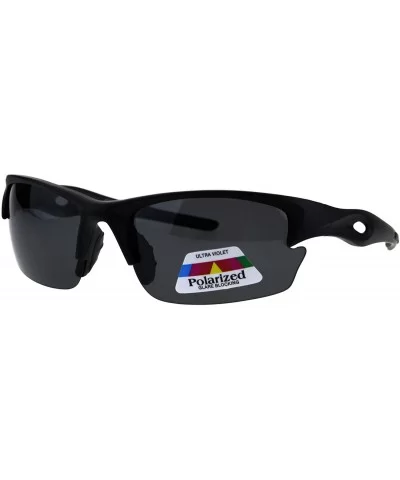 Polarized Lens Sports Sunglasses Half Rim Wrap Around Light Weight Frame - Matte Black - CX18OUXI2LM $17.24 Sport