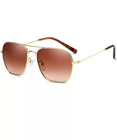 Unisex Sunglasses Retro Gold Grey Drive Holiday Oval Non-Polarized UV400 - Brown - CQ18R5T4RNN $13.17 Oval