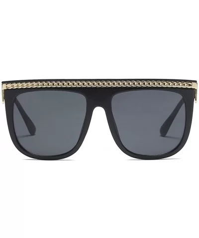 Fashion Chain Sunglasses Men Oversized Square Sun Glasses for Women Accessories - Black - CL18KICHZUK $12.38 Square