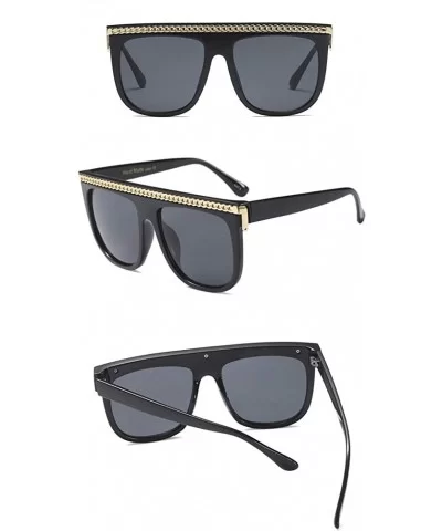 Fashion Chain Sunglasses Men Oversized Square Sun Glasses for Women Accessories - Black - CL18KICHZUK $12.38 Square