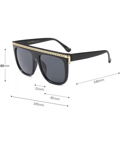 Fashion Chain Sunglasses Men Oversized Square Sun Glasses for Women Accessories - Black - CL18KICHZUK $12.38 Square