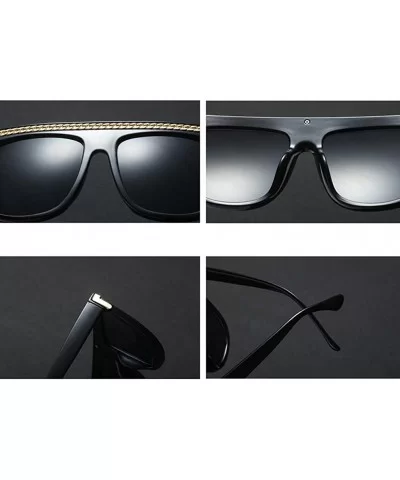 Fashion Chain Sunglasses Men Oversized Square Sun Glasses for Women Accessories - Black - CL18KICHZUK $12.38 Square