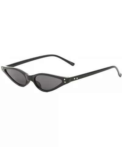 Wide Frame Sharp Cat Eye Frontal Two Dot Stud Sunglasses - Black - C8198RUXT3I $20.08 Cat Eye