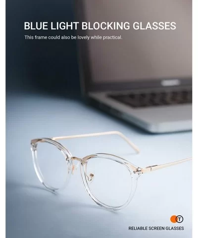 Vintage Round Metal Optical Eyewear Non-prescription Eyeglasses Frame for Women - (Blue Light Blocking)-gold Fade - CN18XGMUG...