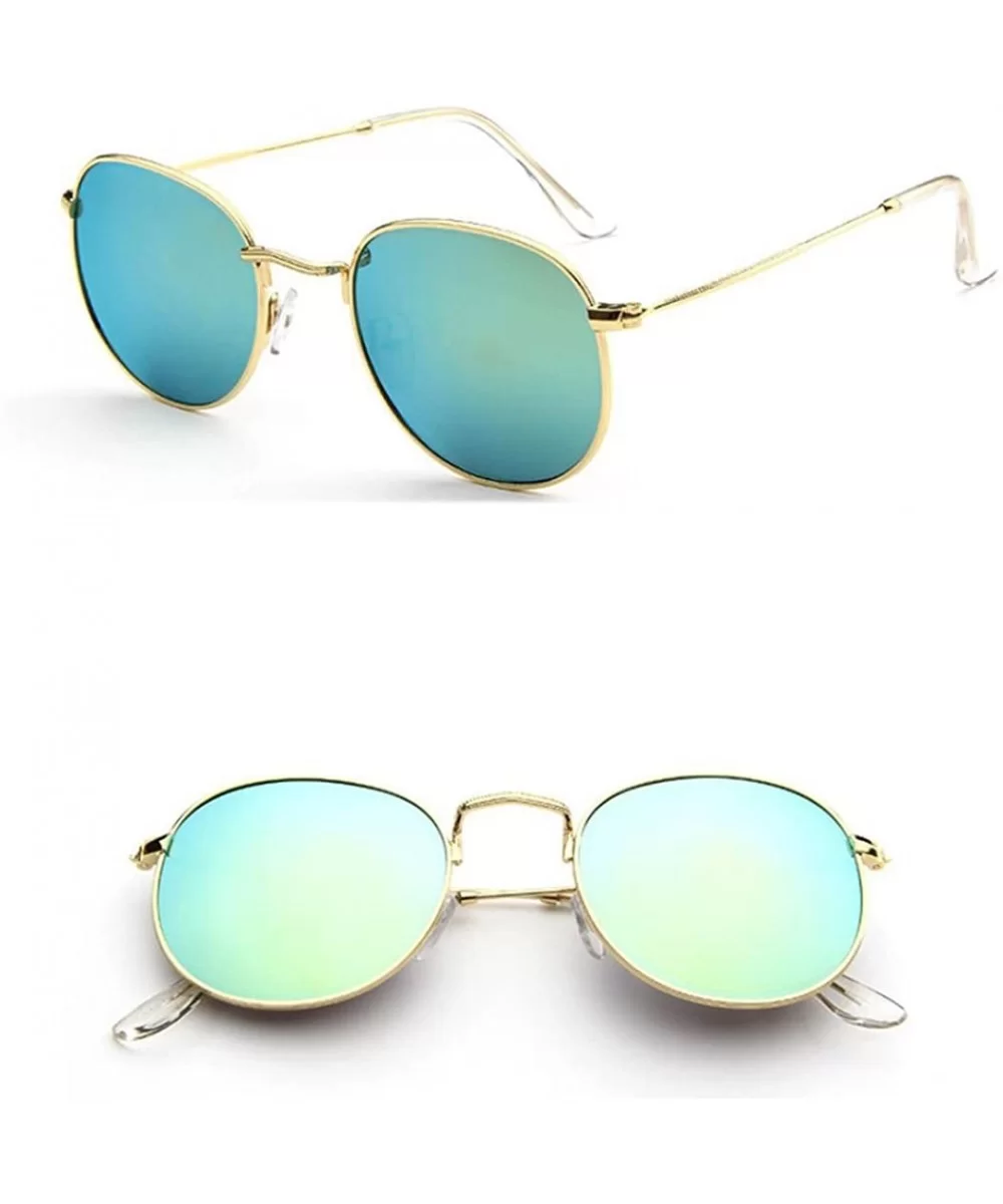 Womens Sunglasses - Fashion Aviator Sunglasses Metal Frame Mirrored Lens Round Sun Glasses - E - CK18DTUO8XW $11.13 Rimless