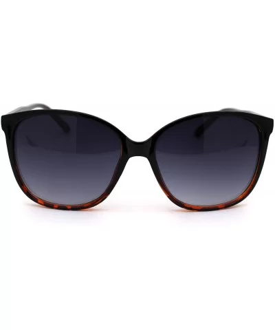 Womens Thin Plastic Boyfriend Butterfly Horn Rim Sunglasses - Black Tortoise Smoke - CV18OWZAOLX $13.95 Oversized