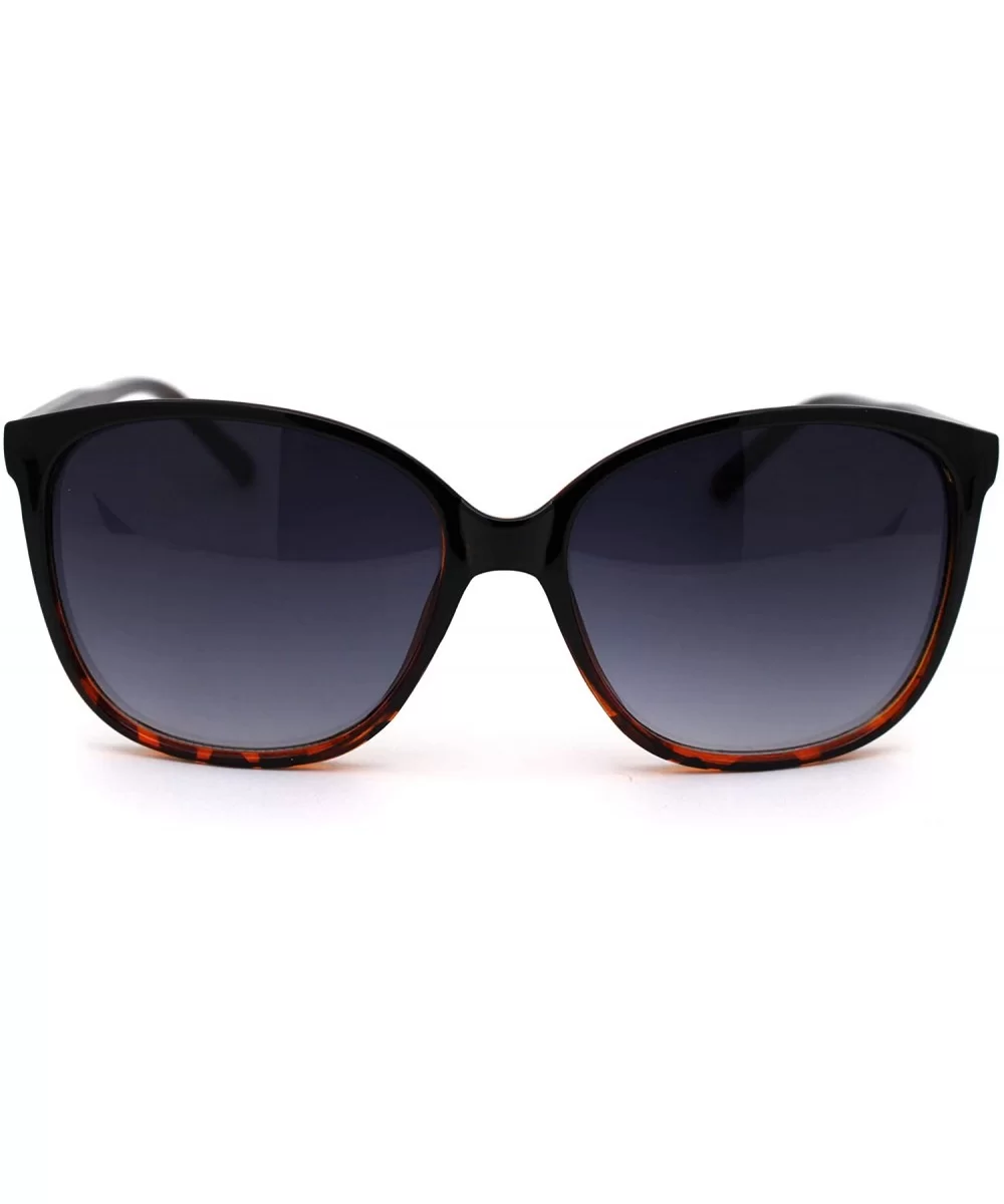 Womens Thin Plastic Boyfriend Butterfly Horn Rim Sunglasses - Black Tortoise Smoke - CV18OWZAOLX $13.95 Oversized