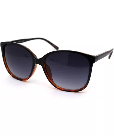 Womens Thin Plastic Boyfriend Butterfly Horn Rim Sunglasses - Black Tortoise Smoke - CV18OWZAOLX $13.95 Oversized