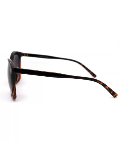 Womens Thin Plastic Boyfriend Butterfly Horn Rim Sunglasses - Black Tortoise Smoke - CV18OWZAOLX $13.95 Oversized