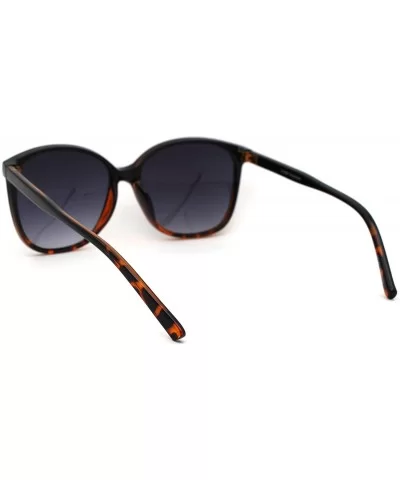 Womens Thin Plastic Boyfriend Butterfly Horn Rim Sunglasses - Black Tortoise Smoke - CV18OWZAOLX $13.95 Oversized