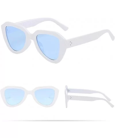 Oversize Horned Rim Thick Plastic Sunglasses Retro Cateye Polarized Women Sunglasses - White - C2190NE26H4 $8.93 Oversized