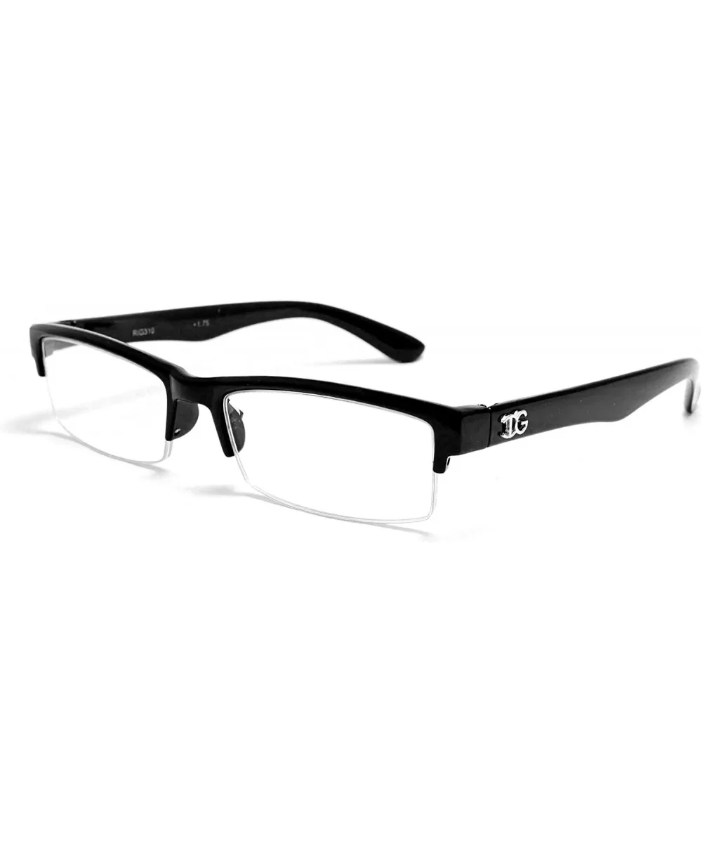 Unisex Clear Lens Sleek Half Frame Slim Temple Fashion Glasses - Rubber Black - CF11OI5H03Z $12.15 Wayfarer