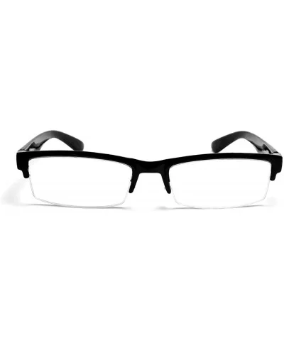 Unisex Clear Lens Sleek Half Frame Slim Temple Fashion Glasses - Rubber Black - CF11OI5H03Z $12.15 Wayfarer