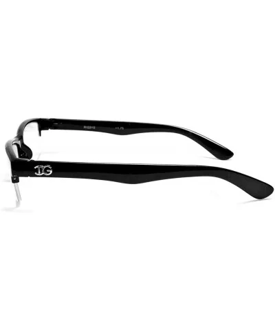 Unisex Clear Lens Sleek Half Frame Slim Temple Fashion Glasses - Rubber Black - CF11OI5H03Z $12.15 Wayfarer