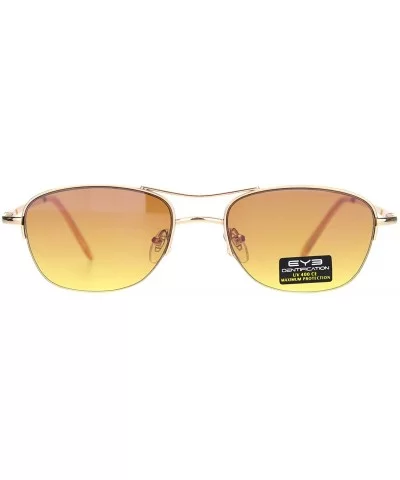 Womens Boyfriend Style Narrow Rectangular Half Rim Pilots Sunglasses - Gold Brown Yellow - CO18O3HYO5O $17.24 Rectangular