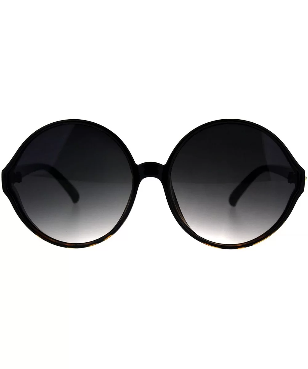 Womens Oversize Round Mod Retro Diva Plastic Sunglasses - Brown Tortoise Smoke - CF18CIADGIG $13.83 Oversized