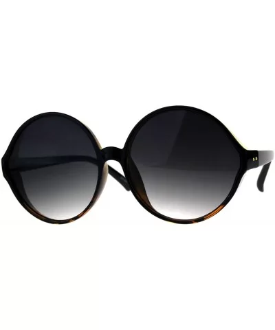 Womens Oversize Round Mod Retro Diva Plastic Sunglasses - Brown Tortoise Smoke - CF18CIADGIG $13.83 Oversized