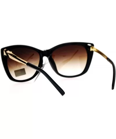 Womens Fashion Sunglasses Square Butterfly Designer Style Frame UV 400 - Black Gold (Brown) - C6188HKEXHI $12.86 Square