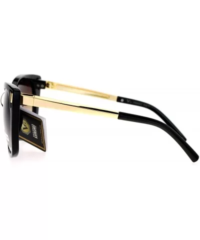 Womens Fashion Sunglasses Square Butterfly Designer Style Frame UV 400 - Black Gold (Brown) - C6188HKEXHI $12.86 Square