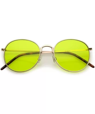 Bold Full Metal Frame Color Tinted Flat Lens Round Sunglasses 52mm - Gold / Yellow - CI183NH2ZG7 $16.15 Round