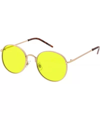 Bold Full Metal Frame Color Tinted Flat Lens Round Sunglasses 52mm - Gold / Yellow - CI183NH2ZG7 $16.15 Round