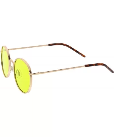 Bold Full Metal Frame Color Tinted Flat Lens Round Sunglasses 52mm - Gold / Yellow - CI183NH2ZG7 $16.15 Round