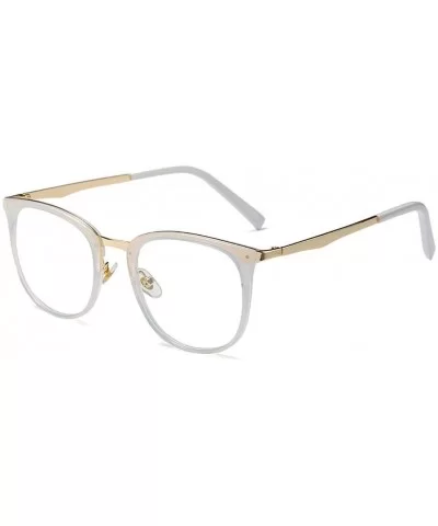 New Vintage Round Eyewear Non Prescription Glasses Frames Women Men Round Metal - White - CQ18INSQOW8 $23.91 Round