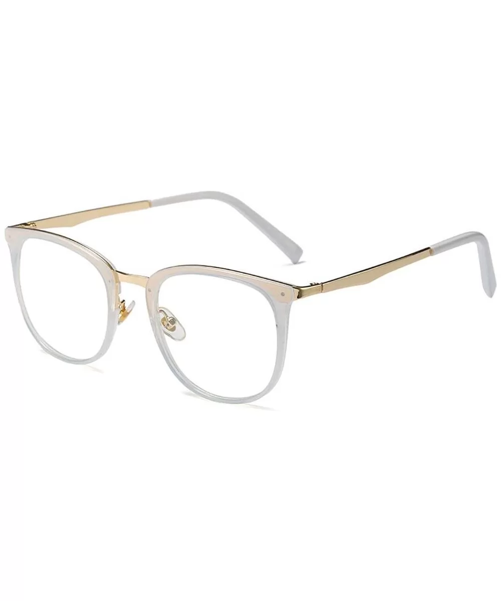 New Vintage Round Eyewear Non Prescription Glasses Frames Women Men Round Metal - White - CQ18INSQOW8 $23.91 Round