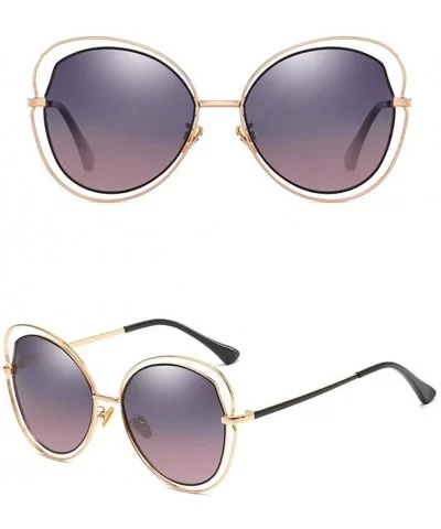 Women's Polarizing Sunglasses Metal Retro Sunglasses - D - C018QNC2Q83 $68.16 Aviator