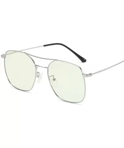 Blu-ray glasses flat sunglasses blue light color men and women models flat glasses - goggles - Silver Frame - CY18WU6MCTU $69...