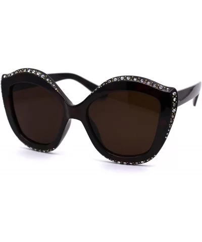 Womens Rhinestone Studded Butterfly Chic Plastic Sunglasses - Tortoise Brown - CW1959NR993 $17.37 Butterfly