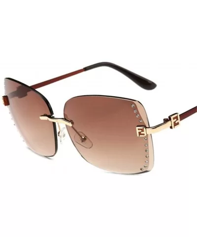 Big Frame Women Sunglasses Fashion Gradient Women Rimless Sun Glasses Female Mirror UV400 - Multi - C118WU2M2XA $43.66 Rimless