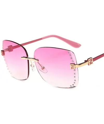 Big Frame Women Sunglasses Fashion Gradient Women Rimless Sun Glasses Female Mirror UV400 - Multi - C118WU2M2XA $43.66 Rimless