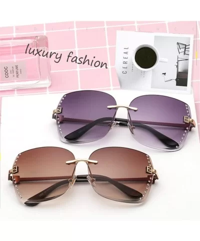 Big Frame Women Sunglasses Fashion Gradient Women Rimless Sun Glasses Female Mirror UV400 - Multi - C118WU2M2XA $43.66 Rimless