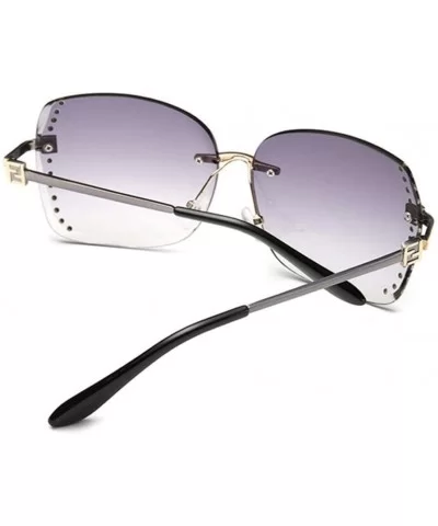 Big Frame Women Sunglasses Fashion Gradient Women Rimless Sun Glasses Female Mirror UV400 - Multi - C118WU2M2XA $43.66 Rimless