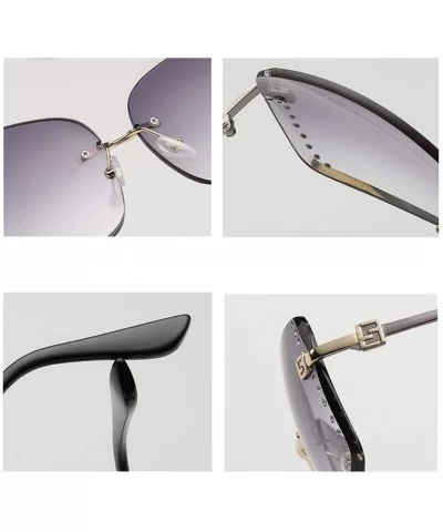 Big Frame Women Sunglasses Fashion Gradient Women Rimless Sun Glasses Female Mirror UV400 - Multi - C118WU2M2XA $43.66 Rimless