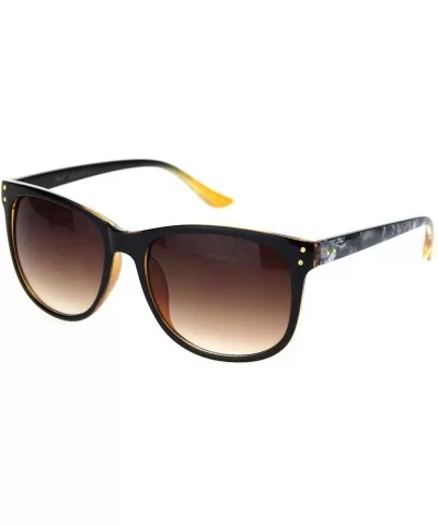 Womens Boyfriend Style Horn Rim Rectangular Retro Plastic Sunglasses - Black Brown Smoke - CX18OER84C3 $13.42 Rectangular
