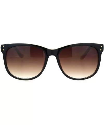 Womens Boyfriend Style Horn Rim Rectangular Retro Plastic Sunglasses - Black Brown Smoke - CX18OER84C3 $13.42 Rectangular