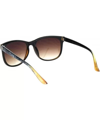 Womens Boyfriend Style Horn Rim Rectangular Retro Plastic Sunglasses - Black Brown Smoke - CX18OER84C3 $13.42 Rectangular