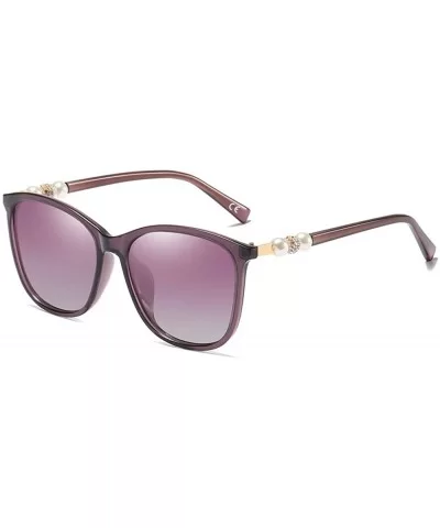 Classic Oversized Polarized Women Sunglasses UV400 Pearl Eyeglasses BL062 - Purple Frame Purple Lens - CS18MGXYE38 $11.43 Rim...