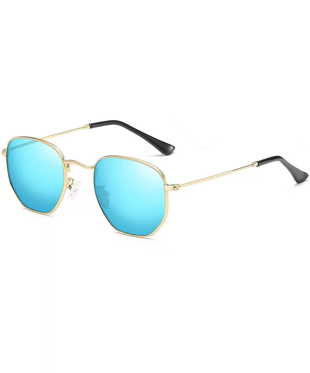 Classic Polarized Sunglasses Men Shades Women Hexagon Retro Sun Glasses StainlSteel Frames PA1279 - C7 Gold Blue - CQ199CNC4C...